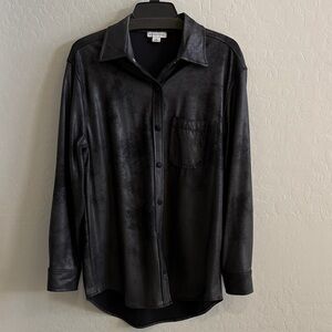 Gianni Bini Black Shirt extra long snap up shirt shimmery material.  Size medium